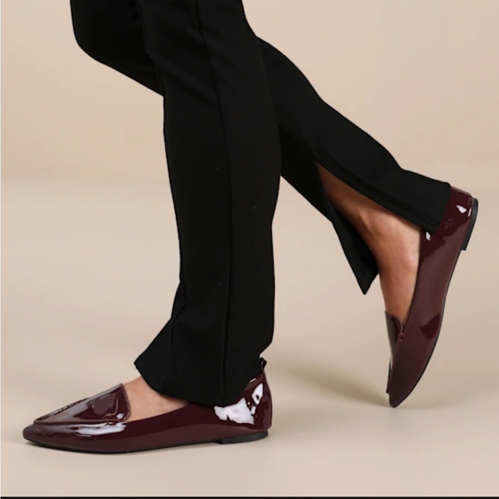 NEW Lulu’s Emmy Bordeaux Patent Pointed Loafers